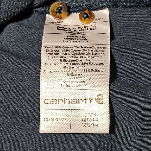 Carhartt Button Front Shirt Womens Size Large Teal Blue Roll Tab Sleeve - Picture 6 of 6